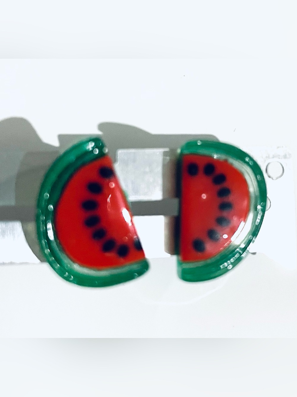 Watermelon stud earrings- Green & Red